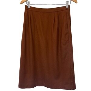Vintage Thalhimers Brown Wool ? Pencil Skirt Made in USA 12 Academia Modest FLAW